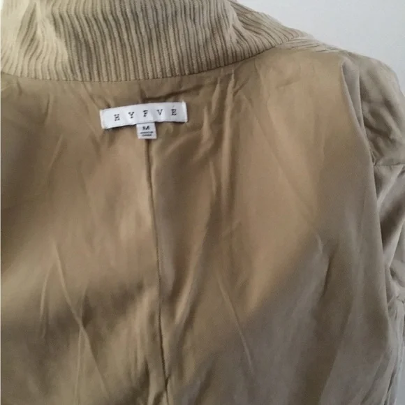 HYFVE TAN CORDUROY BLAZER/SIZE M/ SMALL PADDED SHOULDER INSIDE LINING/ NWOT - Picture 5 of 5